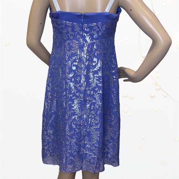 Nicole Miller Collection Periwinkle Silver Strapless Cocktail Dress Size 10 VGC - Picture 3 of 4